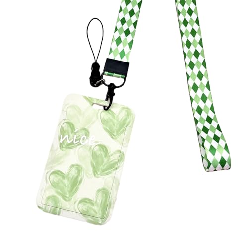 MIEDEON 2 Stück Kreative Kartenabdeckung Niedlich Kartenhüllen Süß Buskarten Schutzhüllen Kartenhalter Lanyard Hanging Card Cover (Grün,4.3X2.7In) von MIEDEON