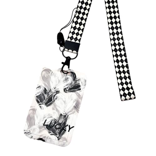 MIEDEON 2 Stück Kreative Kartenabdeckung Niedlich Kartenhüllen Süß Buskarten Schutzhüllen Kartenhalter Lanyard Hanging Card Cover (Schwarz,4.3X2.7In) von MIEDEON