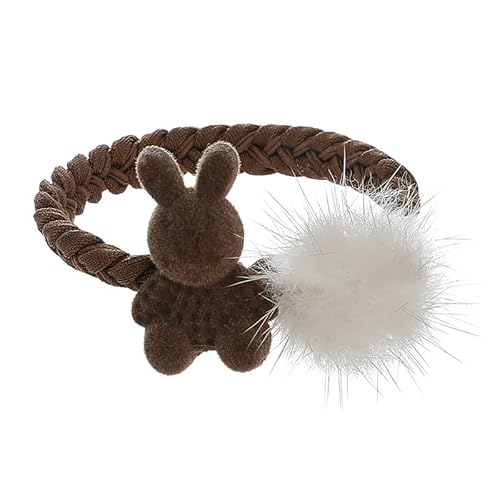 MIEDEON 2 Stück Plüsch Haarseil Haaarreife Niedlich Haarband für Mädchen Damen Haarringe Kaninchen Haarschmuck (Braun A,One Size) von MIEDEON
