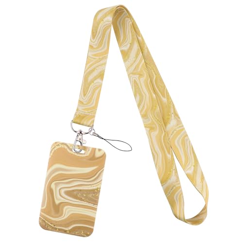 MIEDEON 2 Stück Schutzhüllen Lanyard mit Ausweishülle Kartenhülle Foto-Kartenhalter Kartenabdeckung Einzigartiges Design (Gelb,4.3X2.7In) von MIEDEON