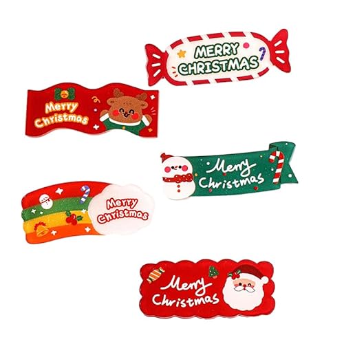 MIEDEON 5 Packung Frauen Mädchen Haarnadel Cartoon Design Haarschmuck Weihnachten Haarclips Niedlich Haarklammer Weihnachtengeschenk (Mehrfarbig,1.9X0.5In) von MIEDEON