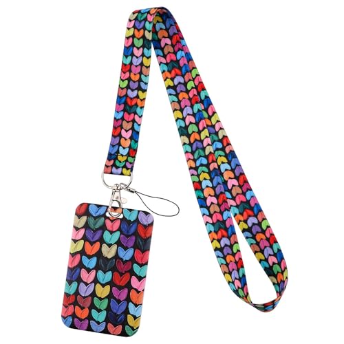 MIEDEON Busskartenschutz Herzform Schutzhüllen Buskarten Id -Kartenabdeckung mit Lanyard Schiebe Karte Lagerung Hülle für Karten Buskarten (A,4.3X2.7In) von MIEDEON