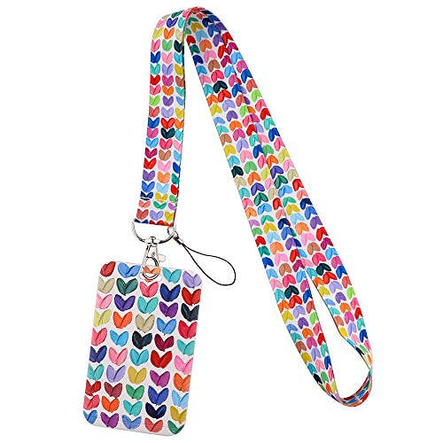 MIEDEON Busskartenschutz Herzform Schutzhüllen Buskarten Id -Kartenabdeckung mit Lanyard Schiebe Karte Lagerung Hülle für Karten Buskarten (C,4.3X2.7In) von MIEDEON