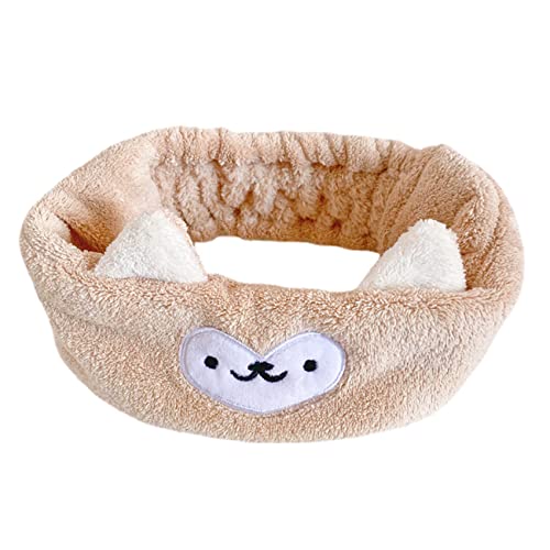 MIEDEON Cartoon Haarband Stirnbänder Gesicht Haarreife 4 Stücke Niedlich Gesichtshaarbänder Make-up Stirnband für Yoga Spa (Braun,One Size) von MIEDEON