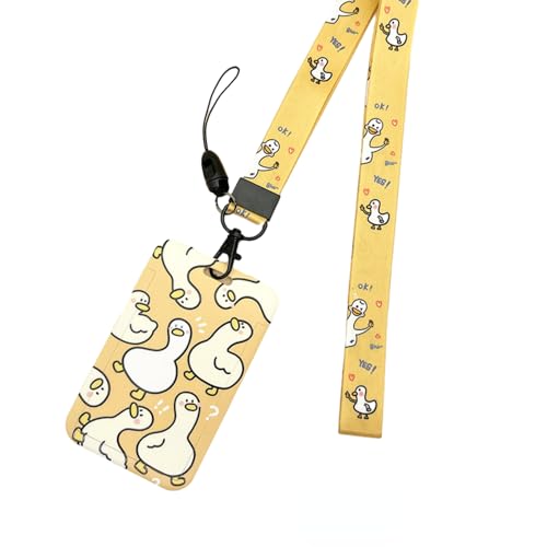 MIEDEON Cartoon Kartenabdeckung Kinder Niedlich Kartenhüllen 2 Stück Hanging Kartenabdeckung Lanyard Dekorationskartenschutz (2 Gelb,4.3X2.7In) von MIEDEON