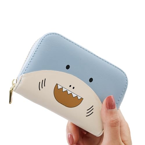 MIEDEON Cartoon Kartentasche Frauen Mädchen Niedlich ID Karte Tasche Mehrere Fächer Geldbörse mit Reißverschlüsse Münztaschen (Blau,18 Fächer) von MIEDEON