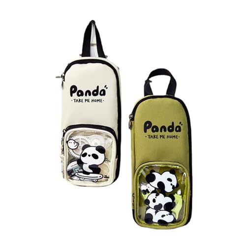 MIEDEON Cartoon Panda Bleisifttasche Jungen Kinder Stiftetasche Schreibwarentasche Studenten Federtasche Kreative Aussehen (Weiss,8.6x3.9X1.9In) von MIEDEON