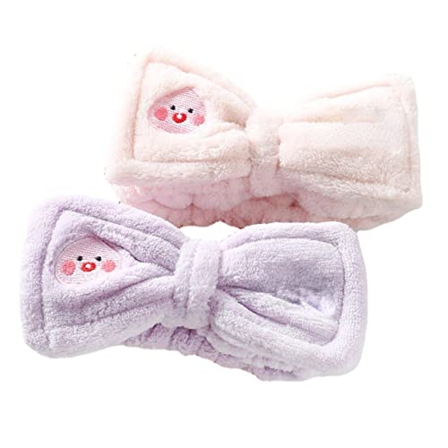 MIEDEON Damen Kosmetik-Haarband Süß Gesichtsstirnbänder für Dusch Spa Hautpflege Haarband Bowknot Stirnbänder (One Size,Lila) von MIEDEON