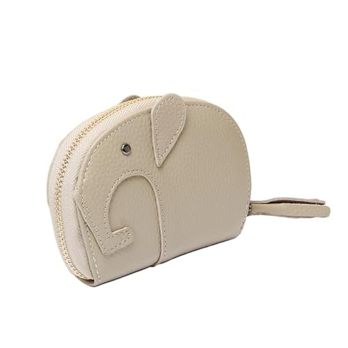 MIEDEON Damen Modisch Münztaschen Elefanten Geldbörse Münzgeldbeutel Minimalistisches Design Geldtasche Kartenhüllen (Beige,4.7X3.5In) von MIEDEON