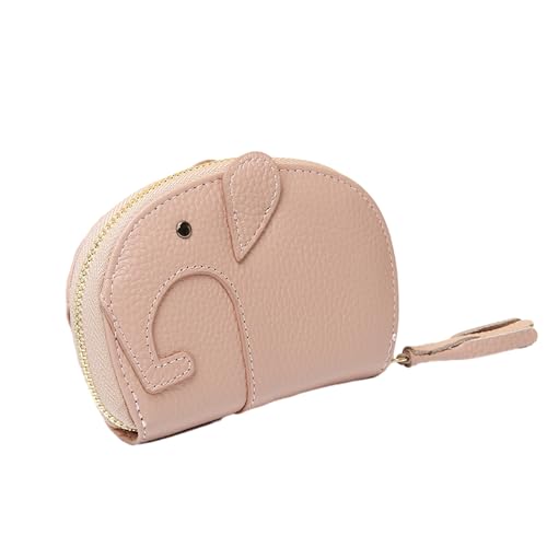 MIEDEON Damen Modisch Münztaschen Elefanten Geldbörse Münzgeldbeutel Minimalistisches Design Geldtasche Kartenhüllen (Rosa,4.7X3.5In) von MIEDEON