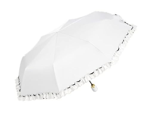 MIEDEON Damen Regenschirm Tragbar Sonnenschirm UV Schutzschirm Modisch Umbrella Taschenschirm für Outdoors Reisen Schule (Weiss,10X2In) von MIEDEON
