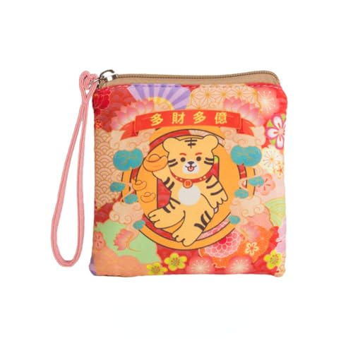 MIEDEON Damenbinde Organizer Cartoon Tigermuster Schlüsseltasche Mädchen Tampon Aufbewahrungsbeutel Tampontasche Reisen Schule Unterweg (5.1X5.5In,Orange) von MIEDEON