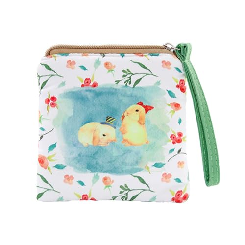 MIEDEON Damenbinden Aufbewahrungstasche Niedlich Damenbinde Organizer Kreative Portemonnaie Tasche Cartoon Design Tampontasche (5.1X5.5In,Grün C) von MIEDEON