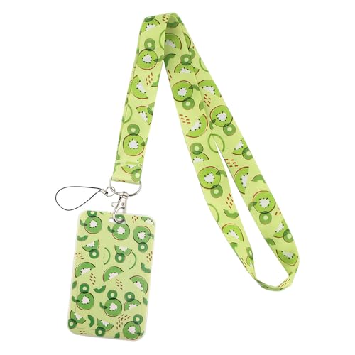 MIEDEON Dekorationskartenschutz Niedlich Kartenhalter mit Lanyard Kartenabdeckung 2 Pcs Busskartenschutz Kreative Kartenhüllen Obstmotiv (Grün B,4.3X2.7In) von MIEDEON