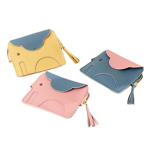 MIEDEON Dünn Geldtasche Damen Frauen Münztaschen Elefanten Münzgeldbeutel Klein Geldbörse Mini Aufbewahrungstasche Niedlich Geschenk (Gelb,4.7X3.9In) von MIEDEON