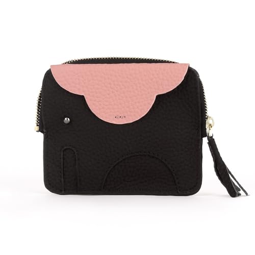 MIEDEON Dünn Geldtasche Damen Frauen Münztaschen Elefanten Münzgeldbeutel Klein Geldbörse Mini Aufbewahrungstasche Niedlich Geschenk (Schwarz,4.7X3.9In) von MIEDEON