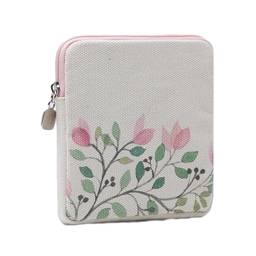 MIEDEON Elegant Damenbinde Organizer Süß Tampontasche Große Kapazität Schlüsseltasche Blumen Tampon Aufbewahrungsbeutel (4.7X4.7In,Rosa) von MIEDEON