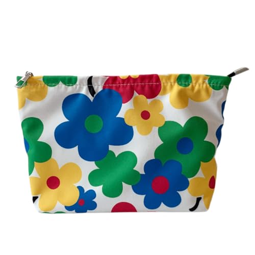 MIEDEON Frauen Mädchen Damenbindentasche Trgabar Kosmetikbeutel Süß Schminktasche Blumenmotiv Große Kapazität Handtasche (Bunt,10.6X7In) von MIEDEON