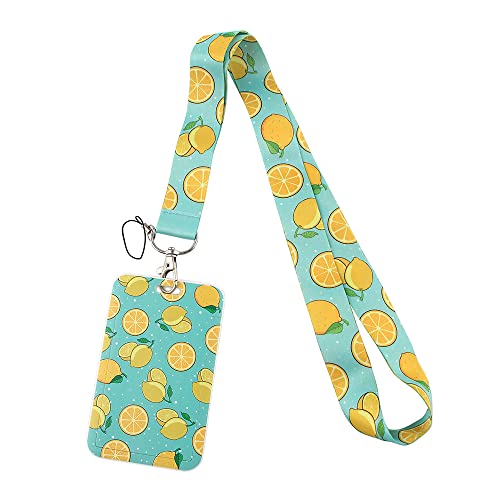 MIEDEON Id -kartenabdeckung 2 Pcs Buskarten Kartenhalter mit Lanyard Busskartenschutz Kreative Kartenhüllen Cartoon Obstmotiv (Gelb,4.3X2.7In) von MIEDEON