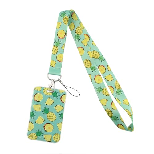 MIEDEON Id -kartenabdeckung 2 Pcs Buskarten Kartenhalter mit Lanyard Busskartenschutz Kreative Kartenhüllen Cartoon Obstmotiv (Grün,4.3X2.7In) von MIEDEON