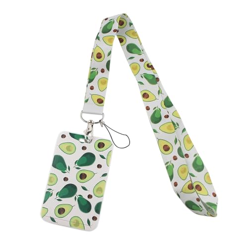 MIEDEON Id -kartenabdeckung 2 Pcs Buskarten Kartenhalter mit Lanyard Busskartenschutz Kreative Kartenhüllen Cartoon Obstmotiv (Weiss,4.3X2.7In) von MIEDEON