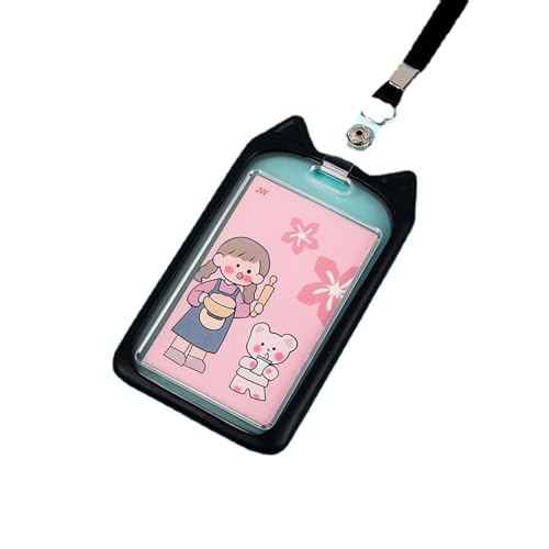 MIEDEON Id -kartenabdeckung Kinder Schul 2 Packung Cartoon Kazten Abdeckung Hülle für Karten Abdeckung Hanging Photokardhalter (Schwarz,5.5X2.8In) von MIEDEON