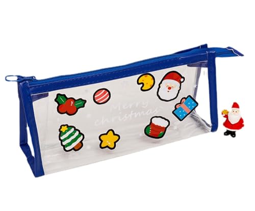 MIEDEON Jungen Mädchen Stiftetasche Transparentes Bleistifttasche Cartoon Federmäppchen Weihnachten Stiftemappe 2 PCS Federtasche (Blau,8.8X4.3In) von MIEDEON