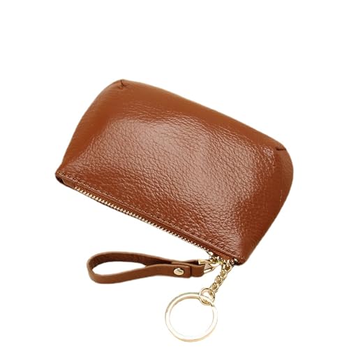 MIEDEON Kartentasche Reißverschlüsse Portemonnaie Tasche Lippenstifttasche Klein Geldbörsen Leder Geldtasche Id -kartenabdeckung (Braun,5.5X3.5In) von MIEDEON