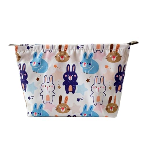 MIEDEON Kinder Mädchen Schminkbeutel Multifunktion Aufbewahrungstasche Cartoon Make Up Tasche Kosmetikbeutel Niedlich Hase Muster (Weiss,10.6X7In) von MIEDEON