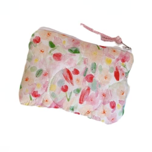 MIEDEON Klein Firsch Kleingeldtasche Süß Kosmetiktasche Kreative Blumen-Motiv Damenbindentasche Elegant Mädchen Frauen Menstruationstasche (5.5X3.9In,Rosa) von MIEDEON