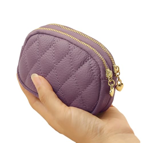 MIEDEON Klein Handtasche Elegant Kleingeldbörse Geldtasche mit Reißverschluss Münztaschen Modisch Portemonnaie Tasche Damen Kartenhüllen (Lila,4.5X3.3In) von MIEDEON