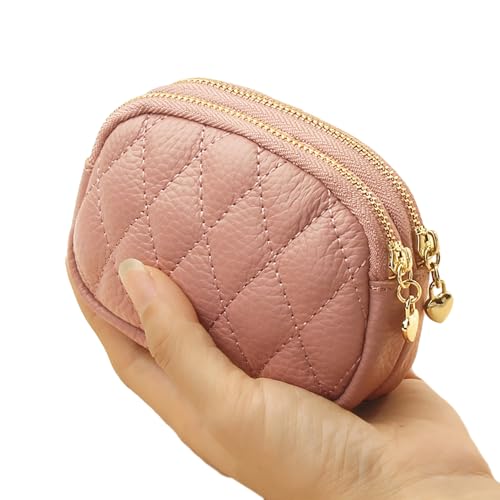 MIEDEON Klein Handtasche Elegant Kleingeldbörse Geldtasche mit Reißverschluss Münztaschen Modisch Portemonnaie Tasche Damen Kartenhüllen (Rosa,4.5X3.3In) von MIEDEON