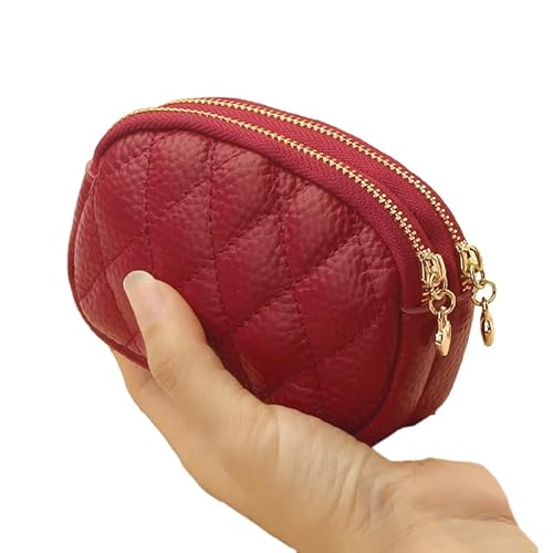 MIEDEON Klein Handtasche Elegant Kleingeldbörse Geldtasche mit Reißverschluss Münztaschen Modisch Portemonnaie Tasche Damen Kartenhüllen (Rot,4.5X3.3In) von MIEDEON