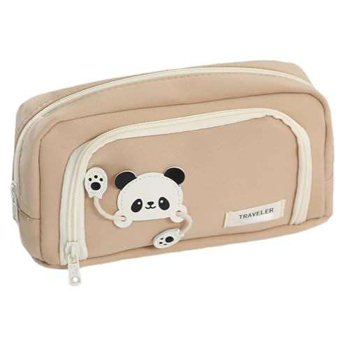 MIEDEON Kreativ Schreibwarentasche Stiftetasche Cartoon Panda Federmäppchen Große Aufbewahrung Bleistifttasche Niedlich Kinder Unisex Geschenk (Braun,8.2X3.1X4.7In) von MIEDEON