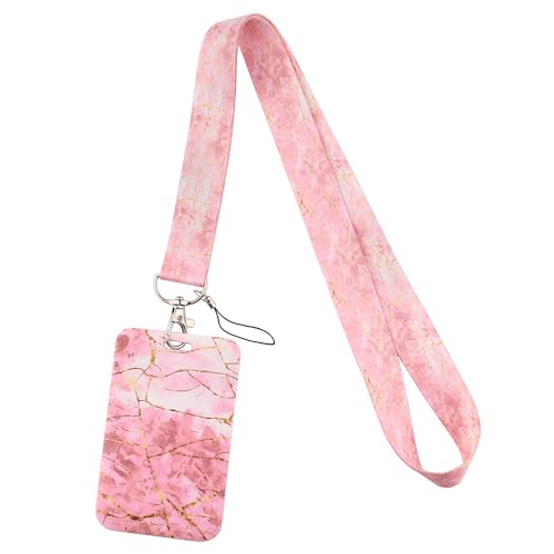 MIEDEON Kreativ Schutzhüllen 2 Stück Lanyard mit Ausweishalter Ausweishülle Kartenhülle Modisch Kartenabdeckung Einzigartiges Design (Rosa,4.3X2.7In) von MIEDEON