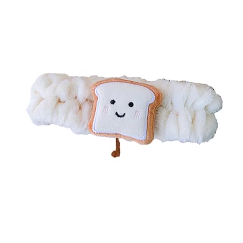 MIEDEON Kreative Stirnband Cartoon-Toast Gesichtshaarband 3 Stücke Niedlich Stirnbänder für Make Up Wasch Dusch Stirnband (One Size,Weiss) von MIEDEON