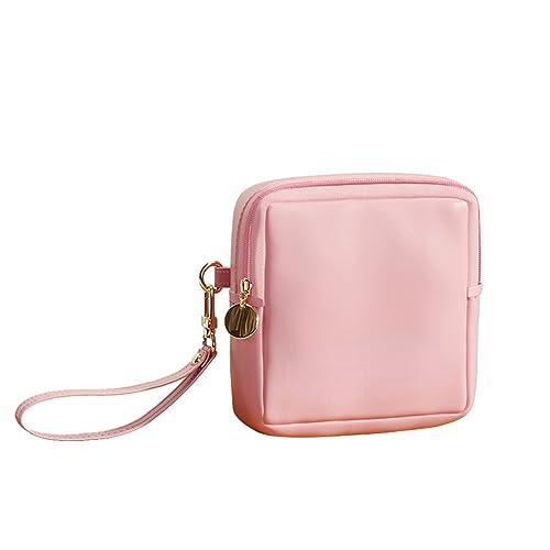 MIEDEON Lippenstift Tasche Tampontasche Elegant Damenbinden Aufbewahrungstasche Wasserdicht Periodentasche 2 Pcs Portemonnaie Tasche mit Griff (Rosa,5.3X1.1In) von MIEDEON