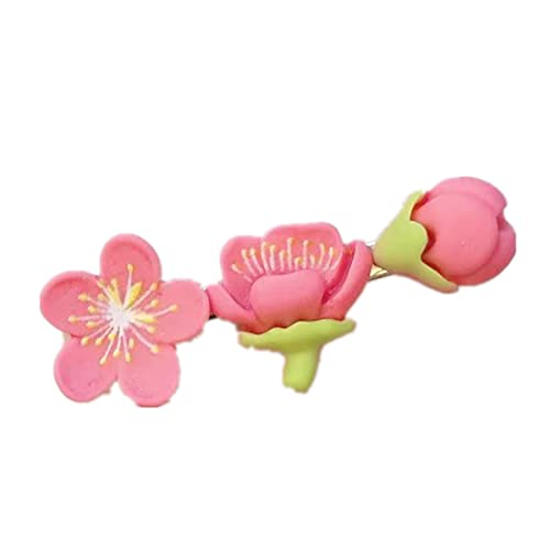 MIEDEON Mädchen Damen Haarklammer 3 Stücke Süß Haar-Clips Haarklammer Pfirsichblüte Haar-Clip Süß Haare Geschenk (One Size,Rot) von MIEDEON