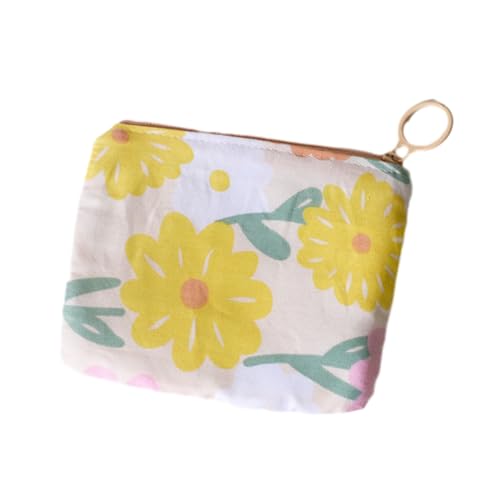 MIEDEON Mädchen Damen Süß Tampontasche Unterweg Tragtasche Blumenmotiv Periodentasche Niedlich Damenbinde Organizer Lippenstifttasche (4.9X4.1In,Gelb) von MIEDEON