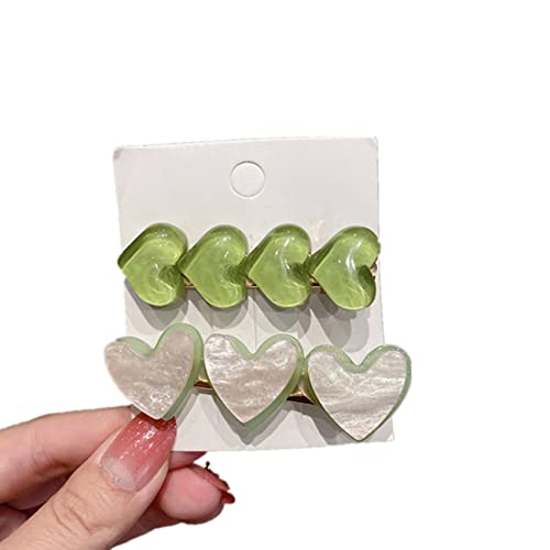 MIEDEON Mädchen Haar Clips Herzform Haarnadel 4 Pack Haarspangen Niedlich Haarclips Modisch Clips für Haare Alle Haartype (One Size,Grün) von MIEDEON