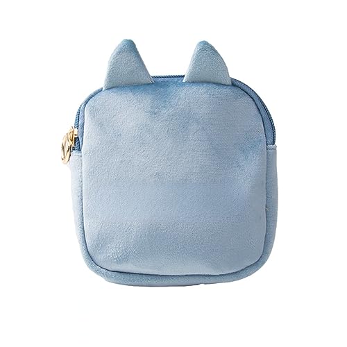 MIEDEON Modisch Damenbinde Organizer Elegant Portemonnaie Tasche Cartoon Katzen Tampon Periodentasche Multifunktion Make Up Tasche (5.1X5.5In,Blau) von MIEDEON