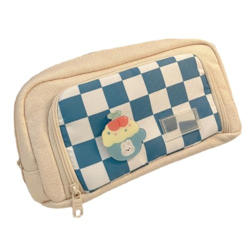 MIEDEON Niedlich Federmäppchen Stiftemappe Bleistifttasche Süß Federtasche Große Aufbewahrung Schule Bürobedarf Cartoon Schreibwarentasche (Blau,8.6X4.5In) von MIEDEON