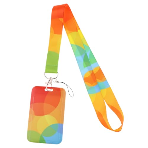 MIEDEON Regenbogen Schutzhüllen mit Lanyard Busskartenschutz Arbeit Schule Outdoor 2 Stück Dekorationskartenschutz Schlüsselband (Bunt B,One Size) von MIEDEON