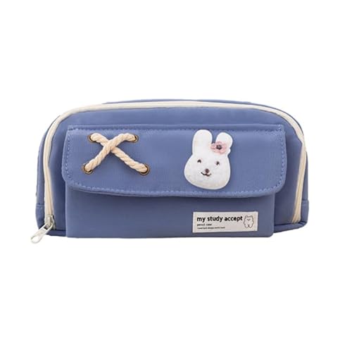 MIEDEON Schreibwarentasche Große Aufbewahrung Stiftetasche Mädchen Jungen Federmäppchen Minimalistisches Design Federtasche (Blau,8.2X4.3In) von MIEDEON