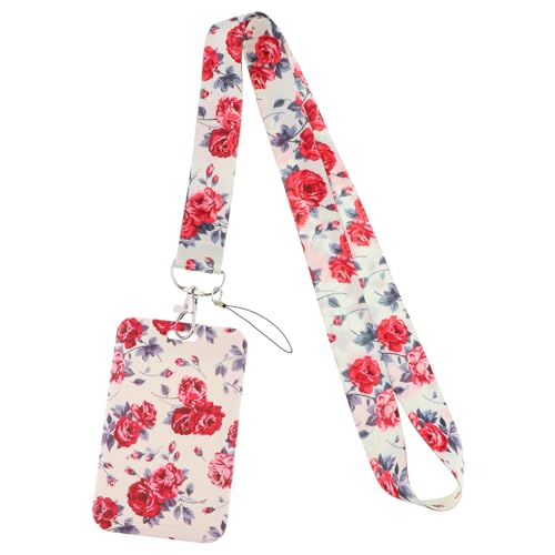 MIEDEON Schule Bus Schutzhüllen Ausweishalter Blumen Kartenhülle mit Lanyard 2 Stück Foto-Abdeckung Praktisch Kartenabdeckung (Weiss,4.3X2.7In) von MIEDEON