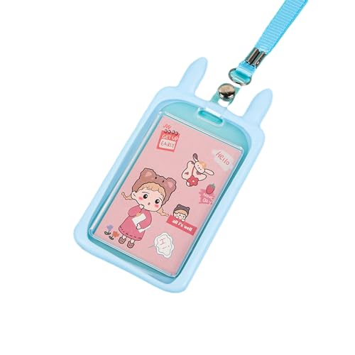 MIEDEON Schule ID-kardhalter 2 Packung Kartenabdeckung Kinder Niedlich Karten Hülle Hanging Card Cover Karten Abdeckung (Blau,5.5X2.8In) von MIEDEON