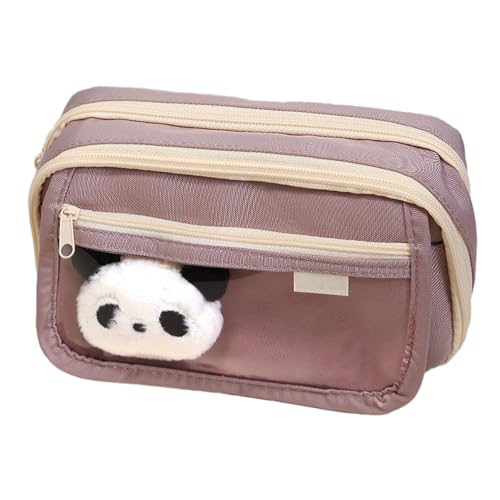 MIEDEON Stifttasche Cartoon Panda Federmäppchen Schreibwarentasche Große Aufbewahrung Stiftetasche Studenten Bleistifttasche (Lila,5.1X8.2X2.9In) von MIEDEON