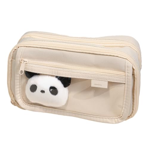 MIEDEON Stifttasche Cartoon Panda Federmäppchen Schreibwarentasche Große Aufbewahrung Stiftetasche Studenten Bleistifttasche (Weiss,5.1X8.2X2.9In) von MIEDEON