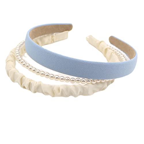 MIEDEON Süß Haargummis Mehrfarbig Haarband 3er Set Haar-Bänder Perle Haarschmuck Geeignet für Frühling und Sommer (Blau,One Size) von MIEDEON