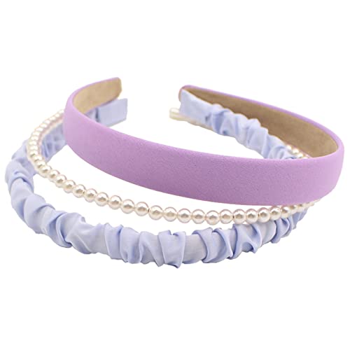 MIEDEON Süß Haargummis Mehrfarbig Haarband 3er Set Haar-Bänder Perle Haarschmuck Geeignet für Frühling und Sommer (Lila,One Size) von MIEDEON